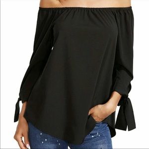 NWT Black Long Sleeve Off the Shoulder Top